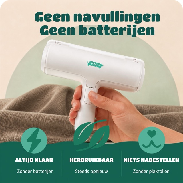 Mister Mill Pluizenborstel haarverwijderaar voor dieren 2026 - Mister Mill Pluizenborstel haarverwijderaar voor dieren - Geen navullingen of batterijen nodig