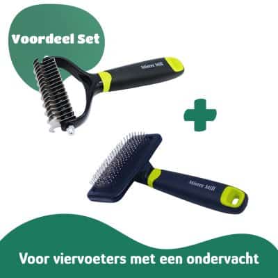 Voordeel set met ondervacht kam en slickerborstel voor huisdieren.